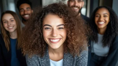 Diverse Group Of Smiling Young Professionals Looking At Camera