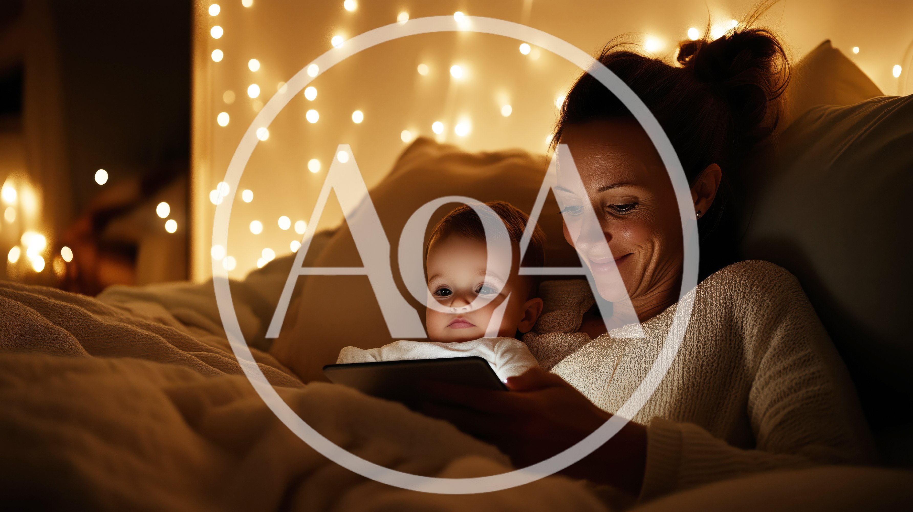 Mother And Baby Using Tablet In Bed