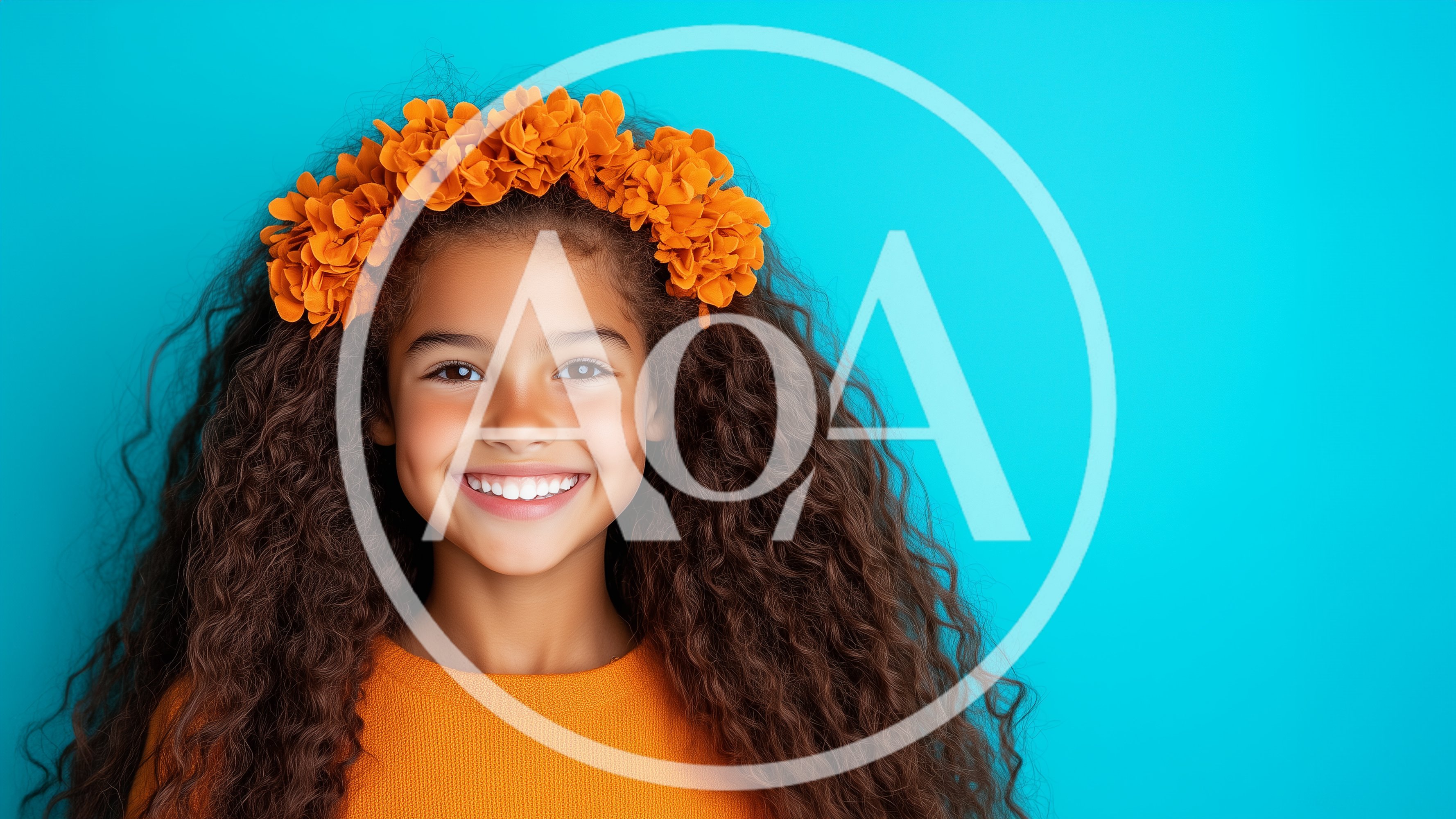Portrait of a Smiling Young Girl with Flower Crown