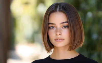 Portrait Of A Young Woman With Short Brown Hair