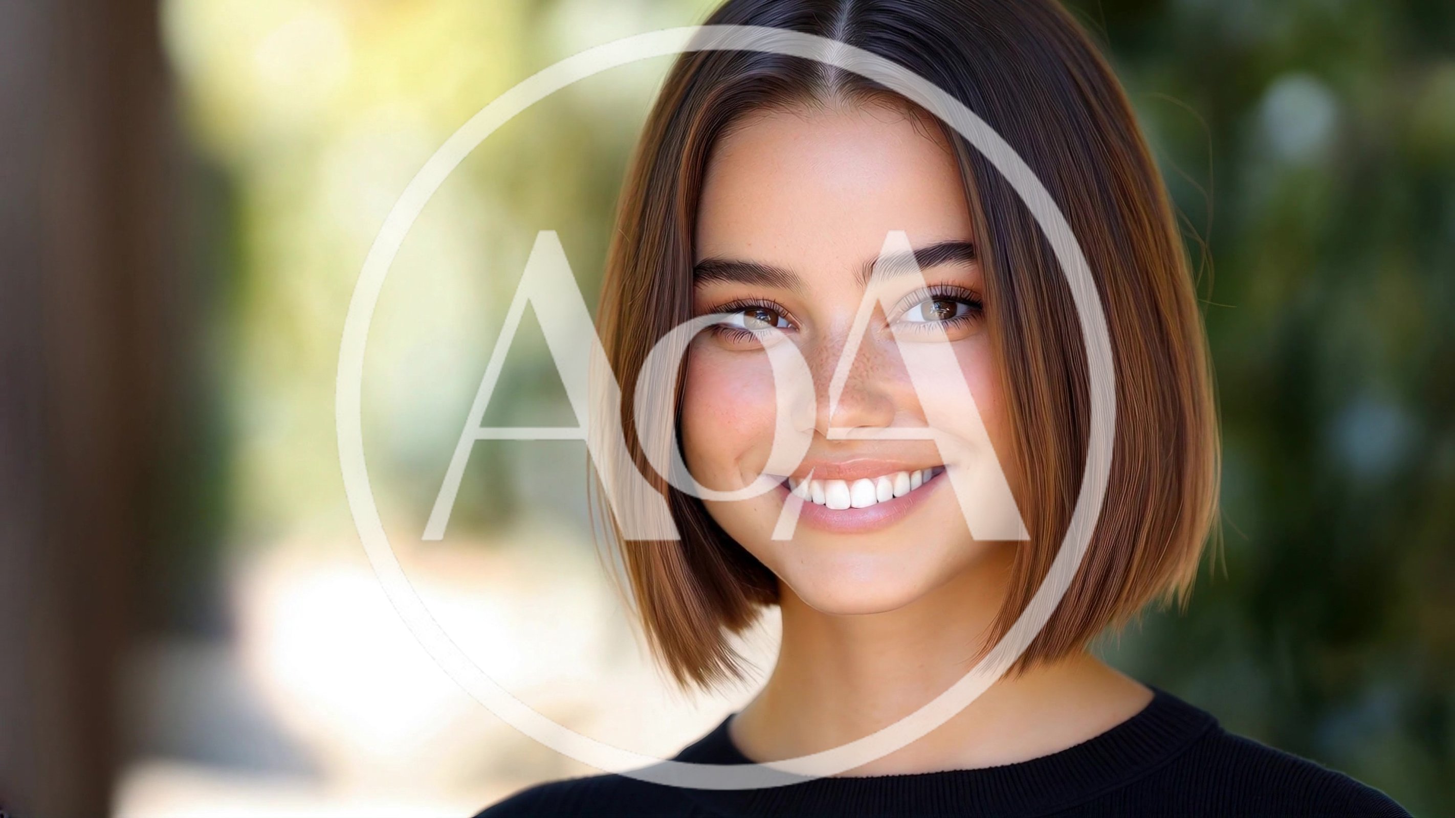 Portrait Of A Smiling Young Woman With Short Hair