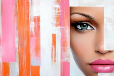 Abstract Artistic Portrait Of A Woman With Pink Lips