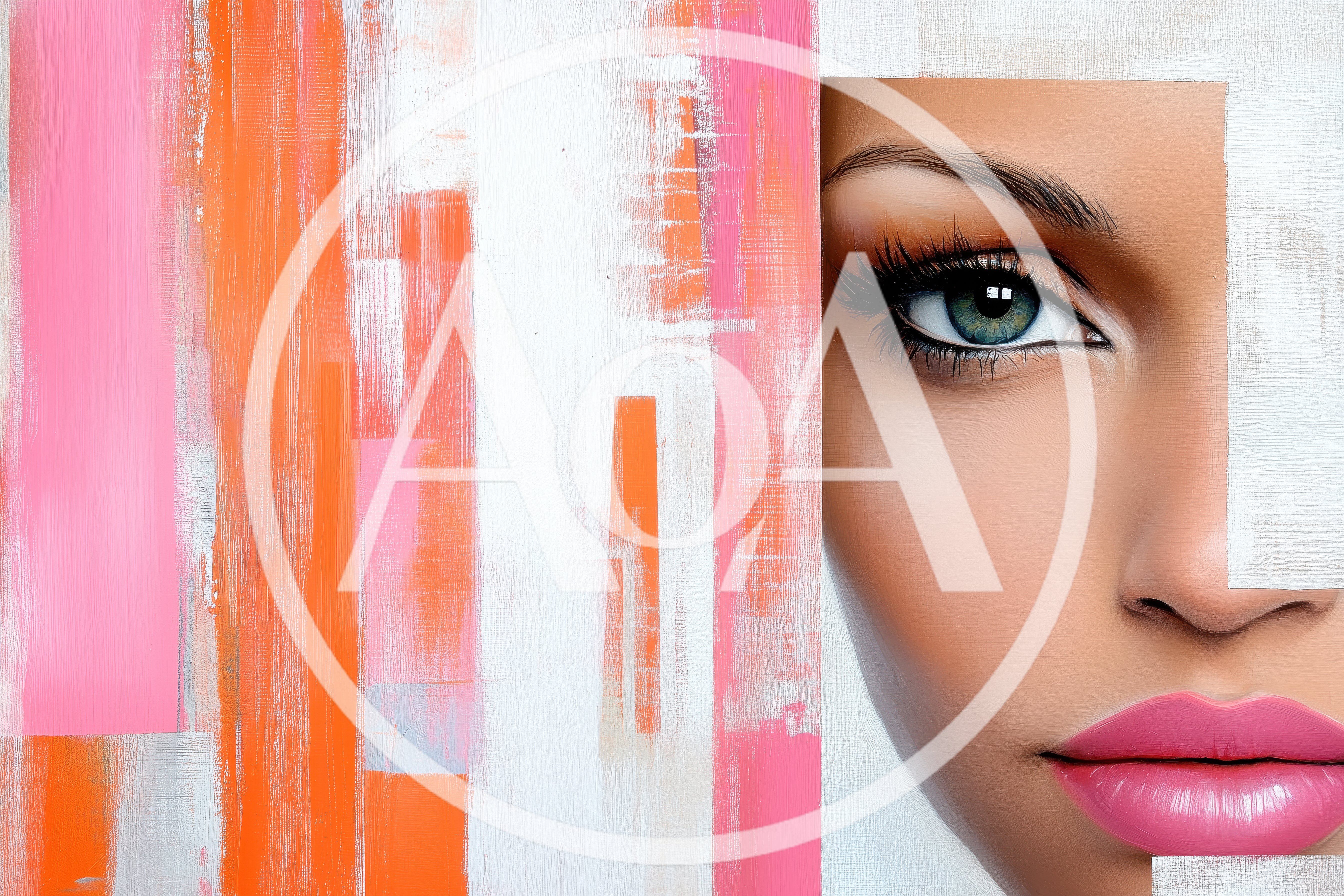Abstract Artistic Portrait Of A Woman With Pink Lips