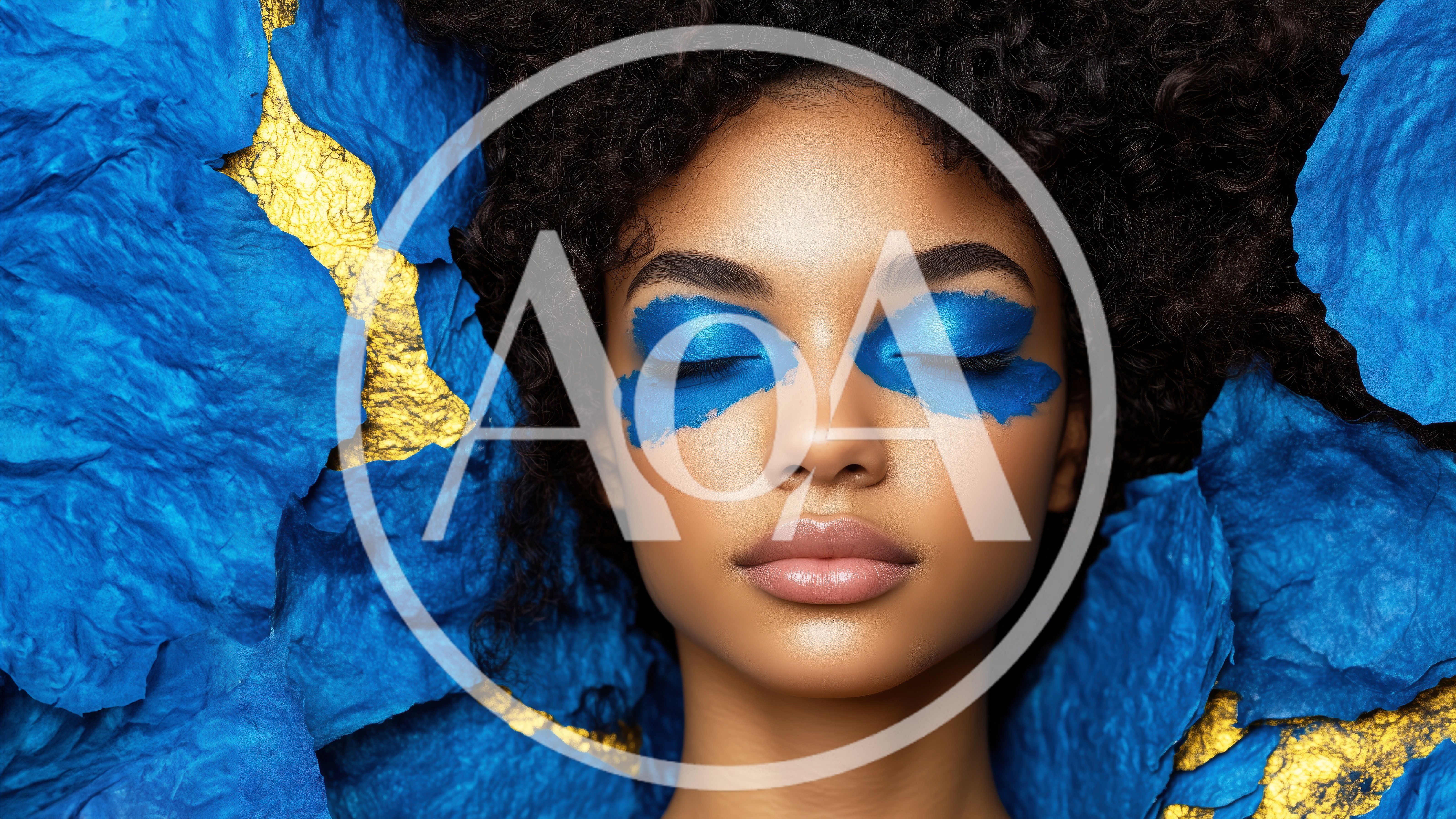 Portrait Of A Woman With Artistic Blue Eye Makeup