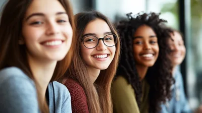 Diverse Group of Young Women Smiling Together