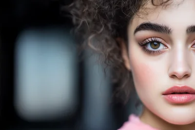 Close Up Portrait Of A Young Woman With Curly Hair