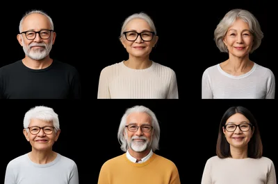 Diverse Senior Adults Portrait Collage