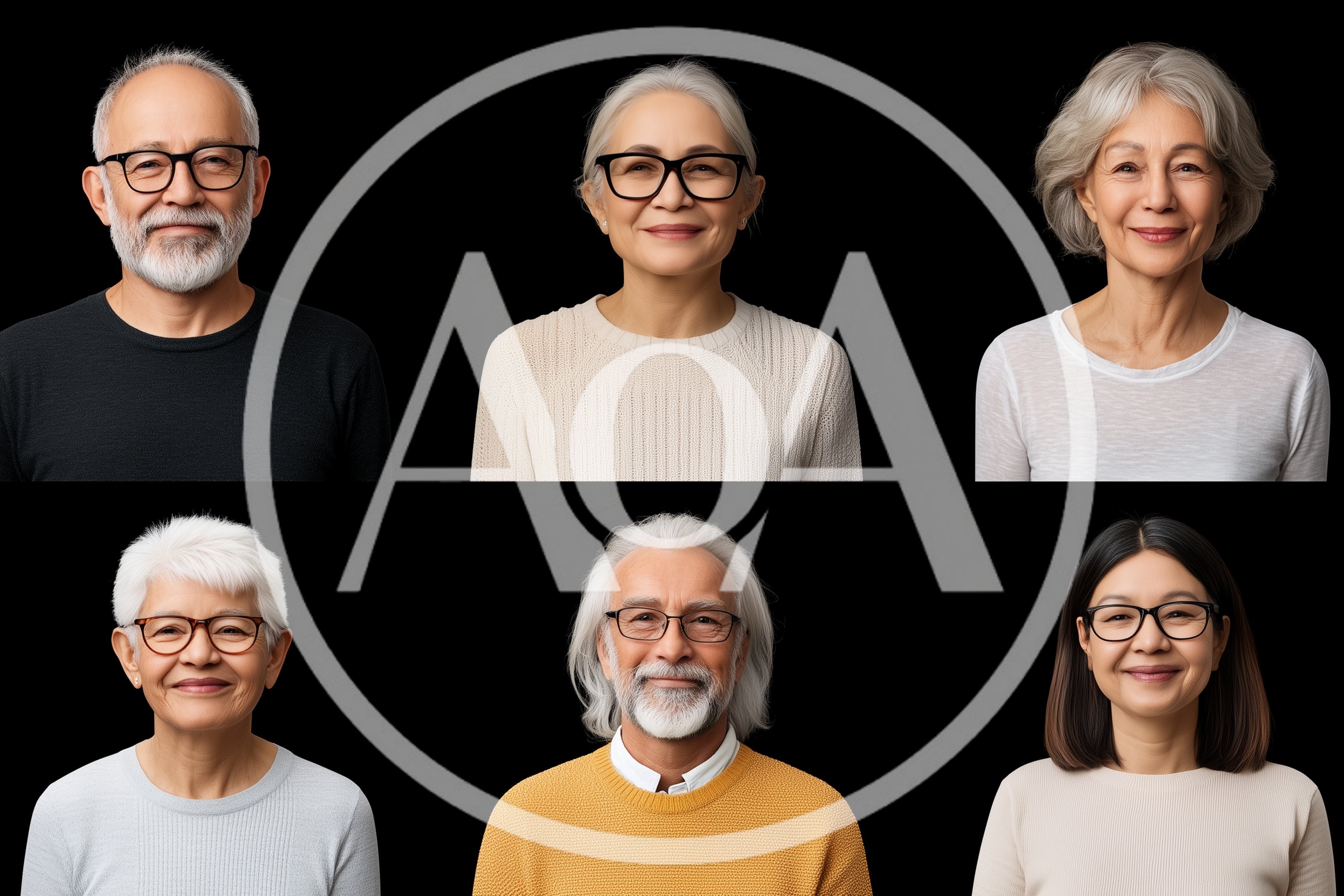 Diverse Senior Adults Portrait Collage