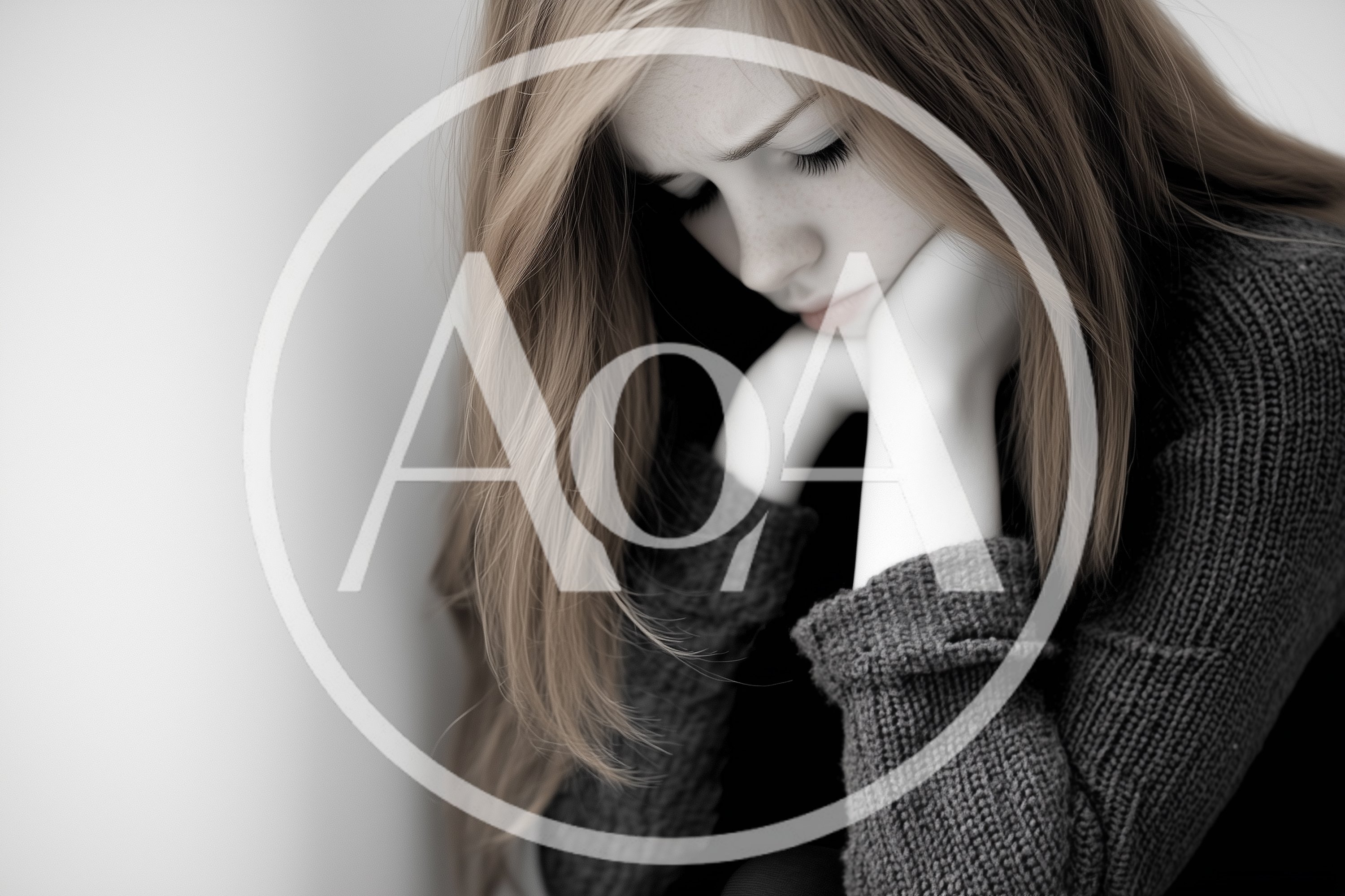 Sad Young Woman Resting Her Chin On Her Hands