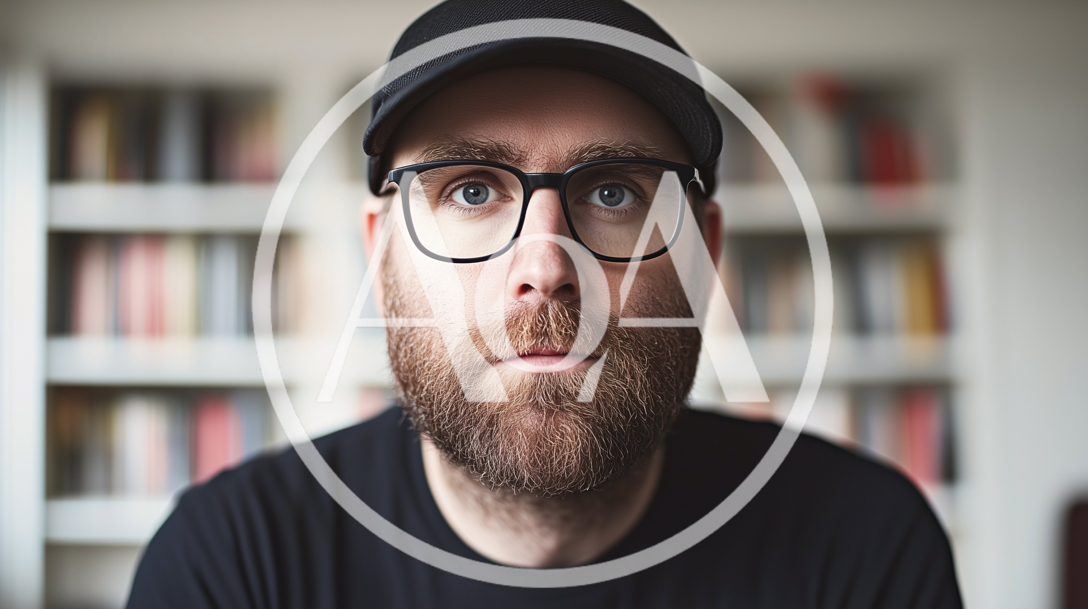 Portrait Of A Bearded Man Wearing Glasses And Cap