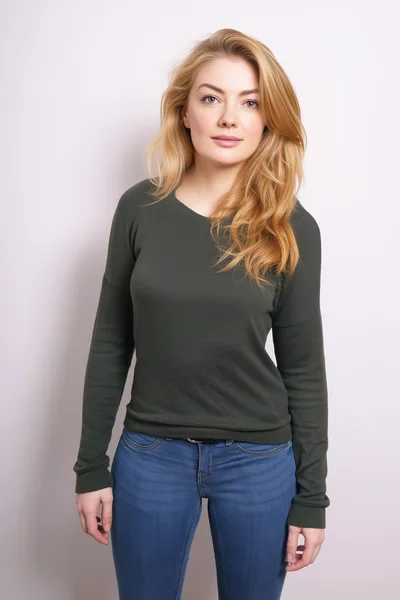 Portrait Of A Young Woman In A Green Sweater