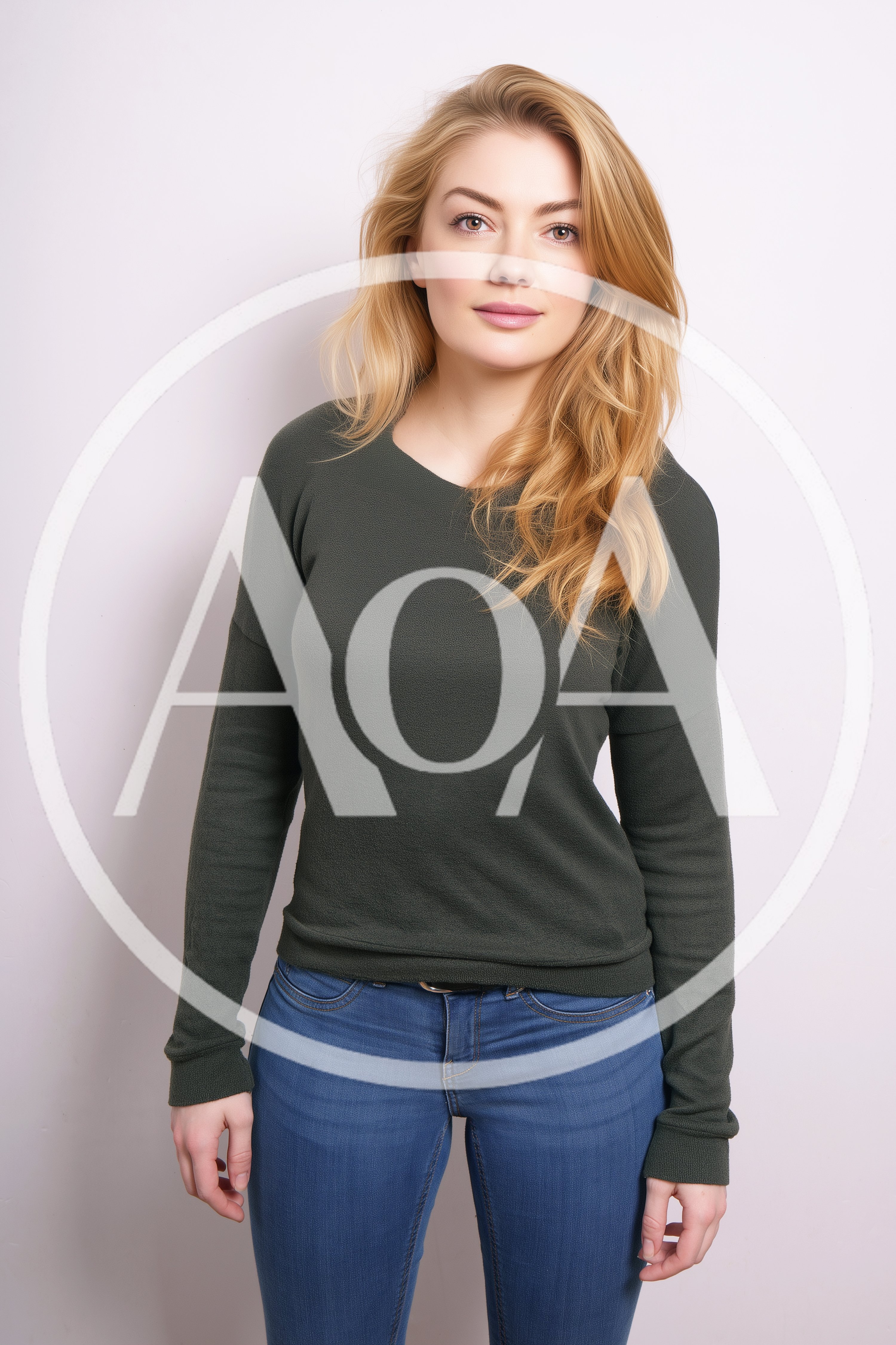Portrait Of A Young Woman In A Green Sweater