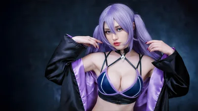 Cosplayer Dressed As Anime Character With Purple Hair