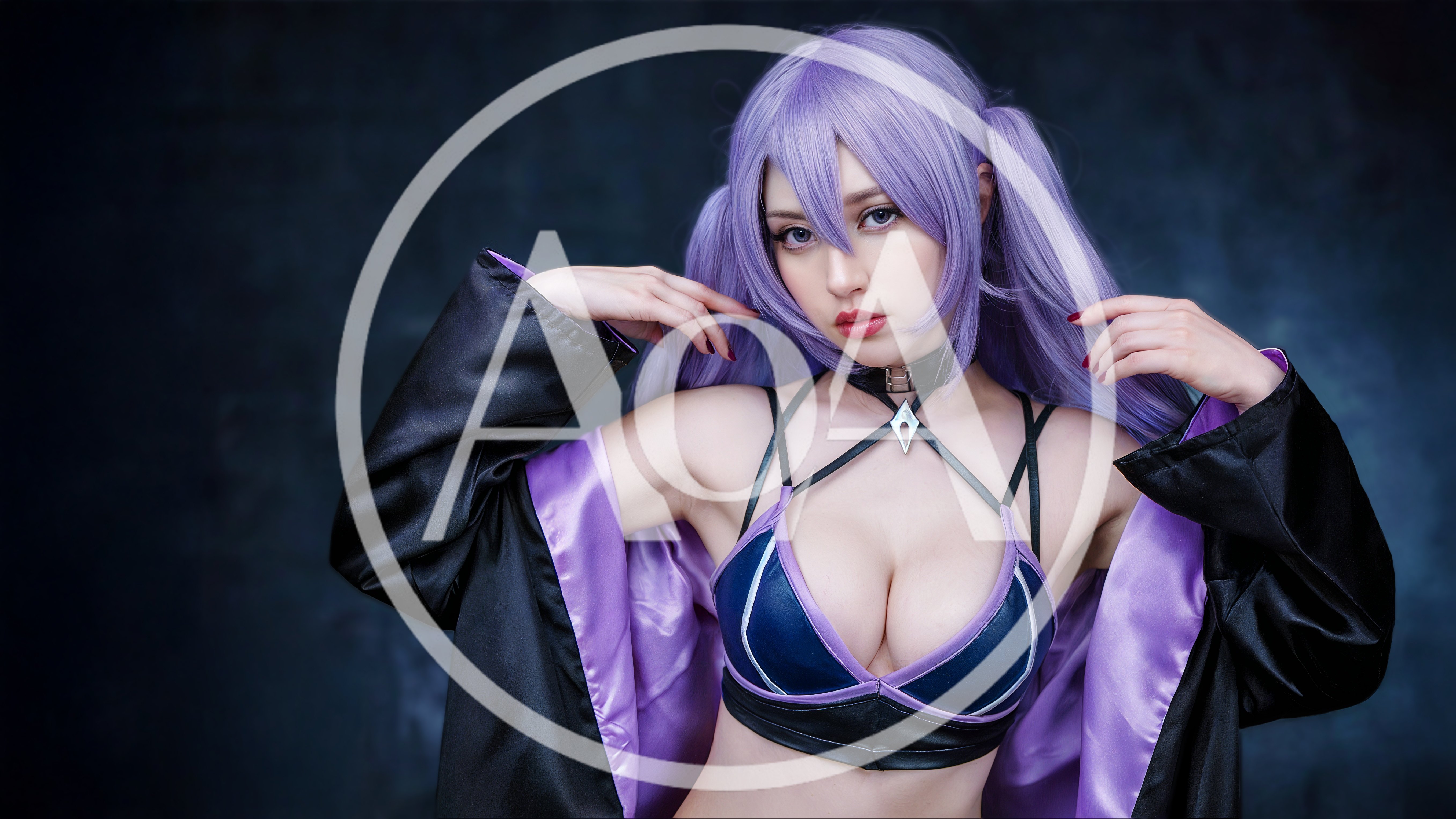 Cosplayer Dressed As Anime Character With Purple Hair
