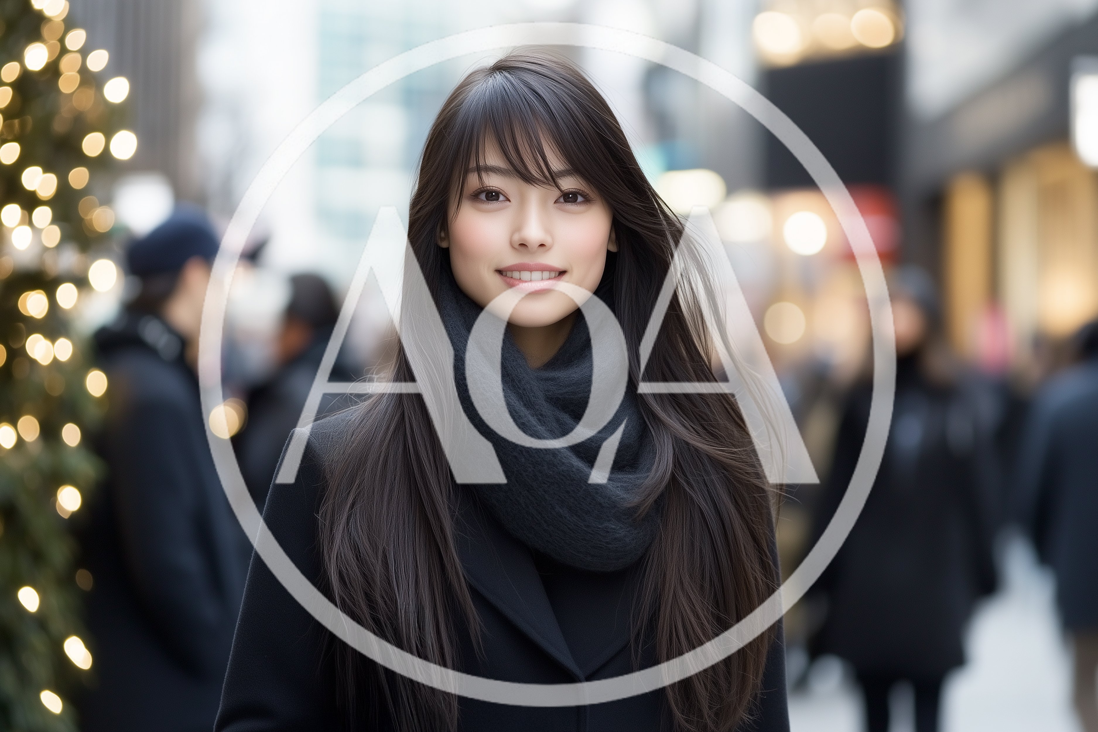Young Asian Woman Smiling In A City Street