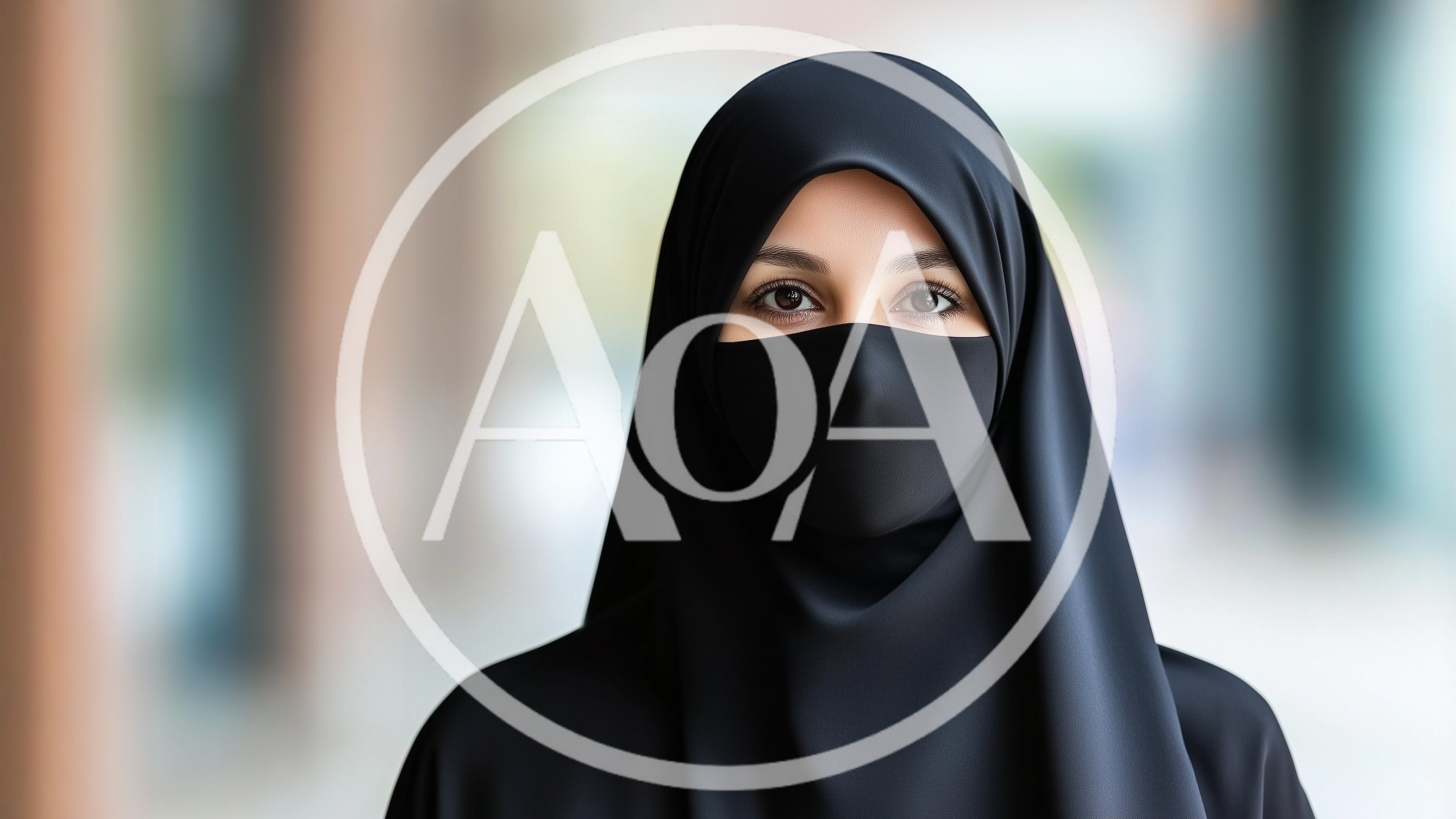Portrait Of A Woman Wearing A Black Hijab And Mask