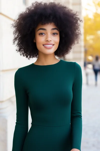 Portrait Of A Smiling Woman With Afro Hair