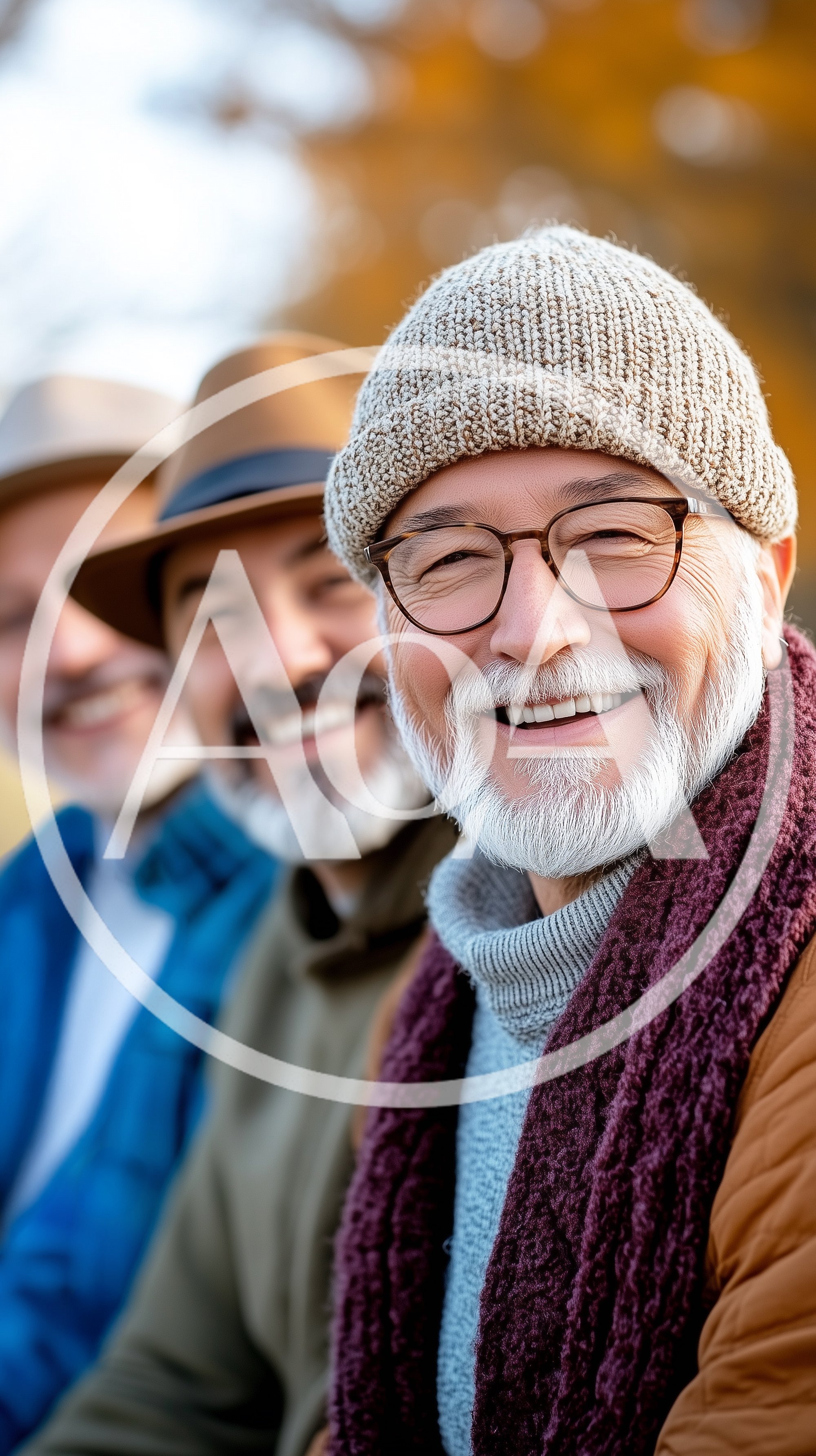 Three Happy Senior Men Smiling Outdoors