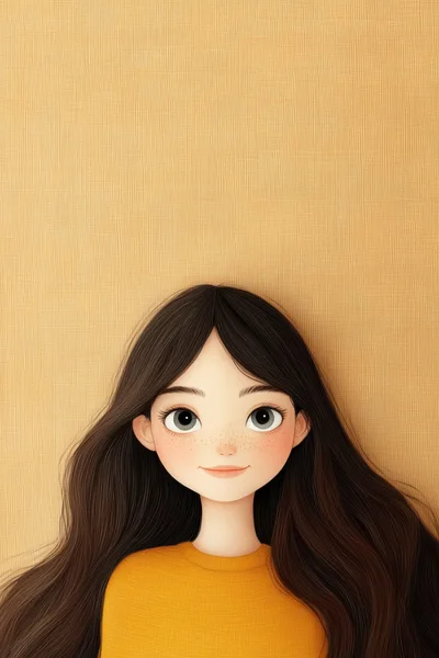 Digital Illustration Of A Young Woman With Long Hair