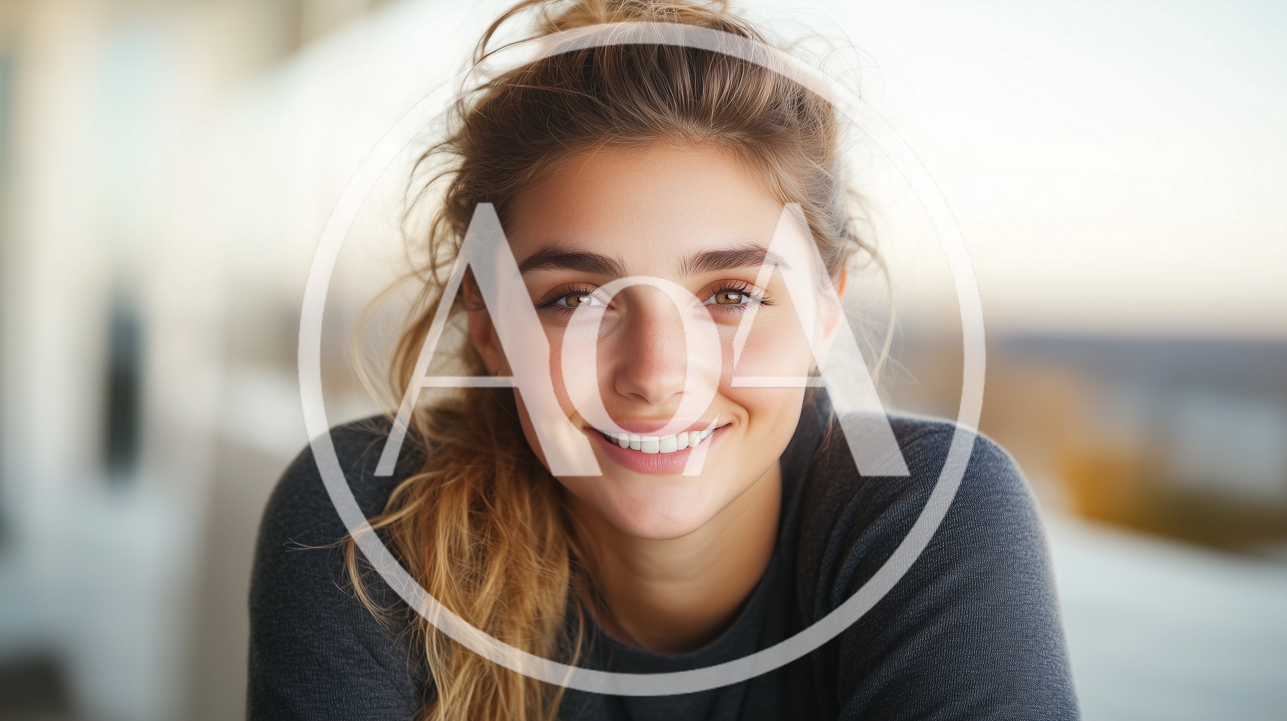 Portrait Of A Smiling Young Woman With Messy Hair
