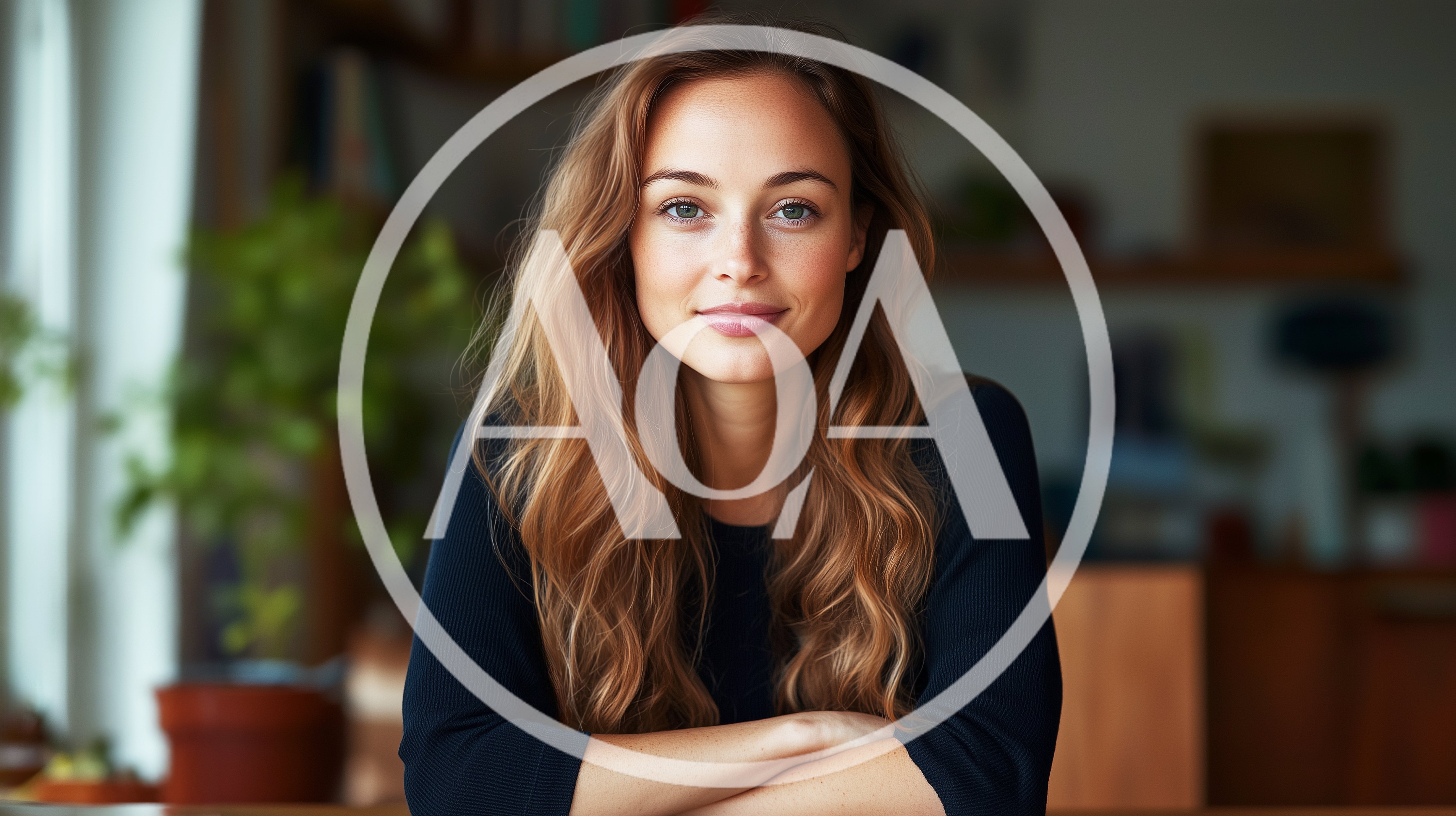 Portrait Of A Young Woman With Long Wavy Hair