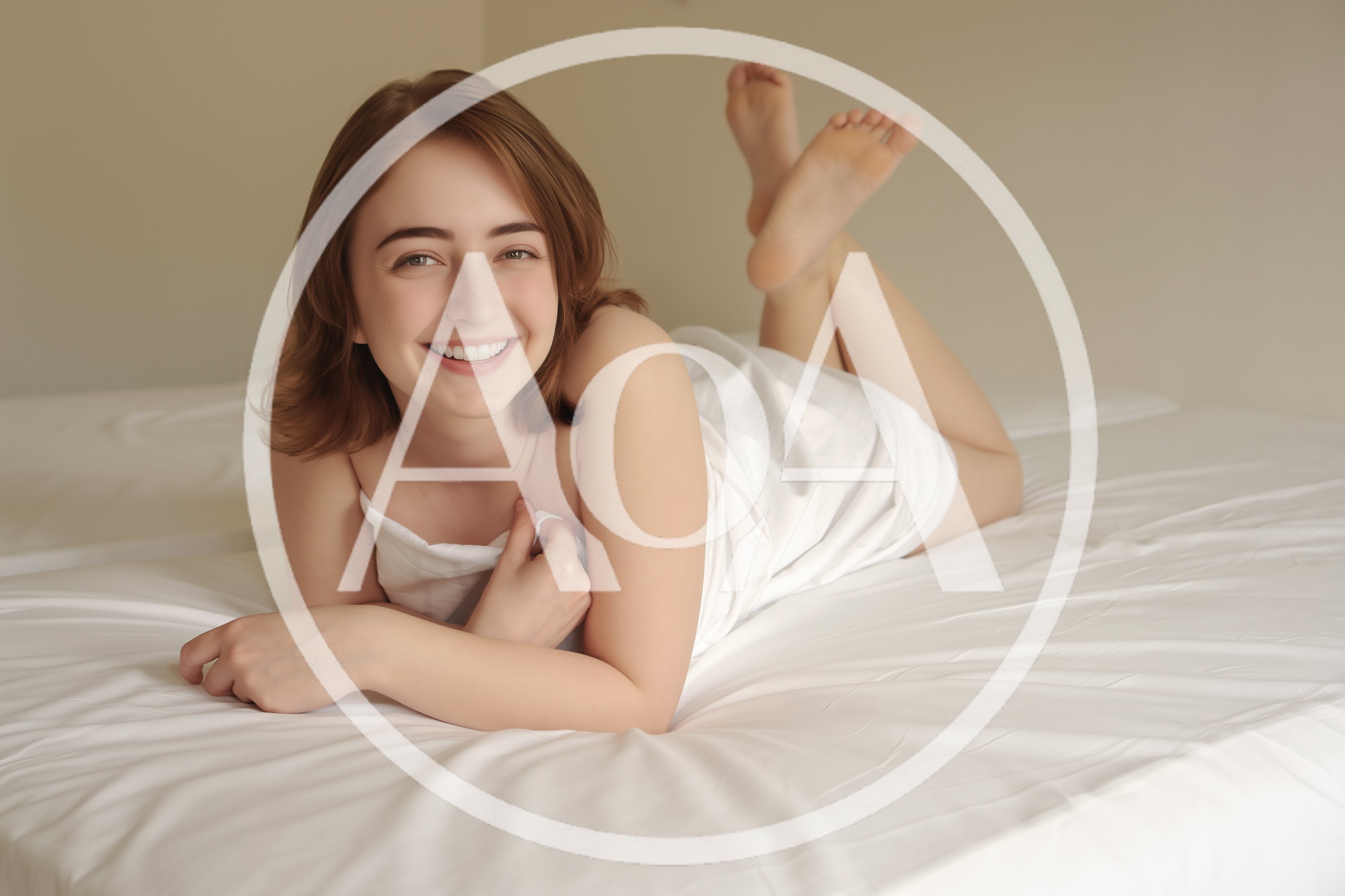 Young Woman Smiling While Lying On Bed