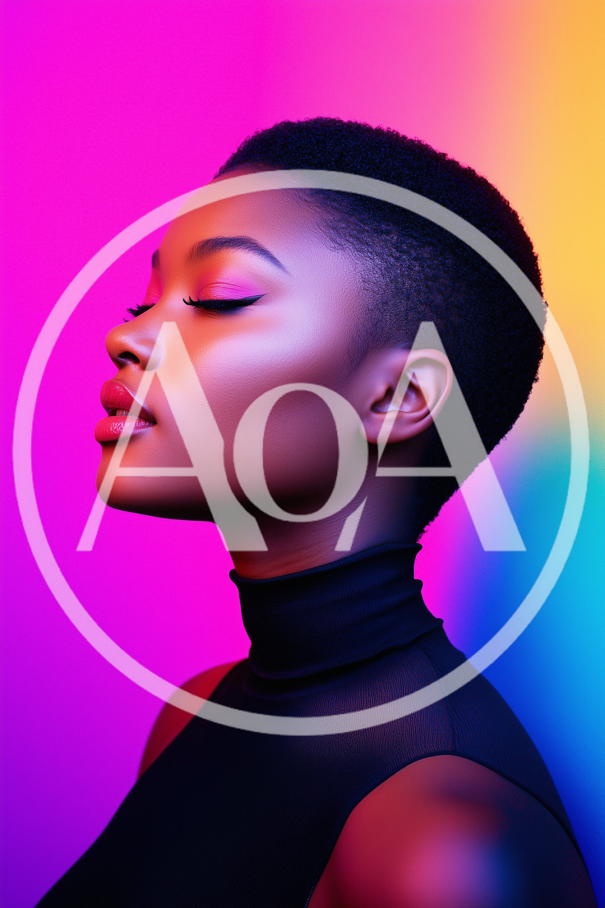 Portrait Of A Young Woman With Vibrant Neon Lighting