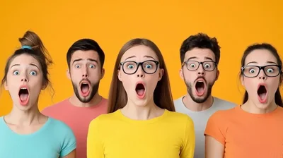 Group Of Surprised People With Open Mouths