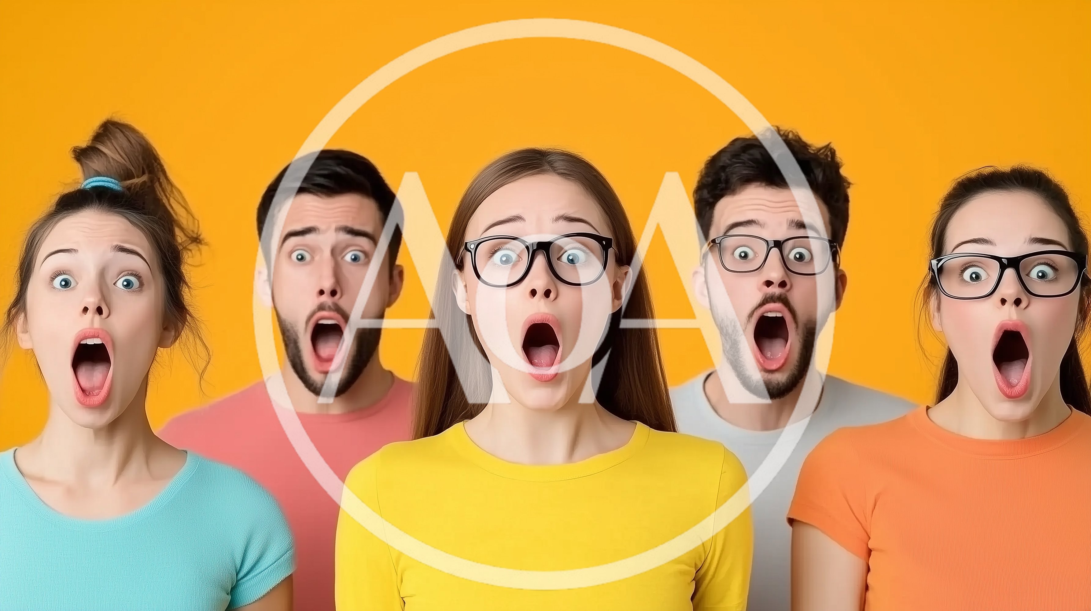 Group Of Surprised People With Open Mouths
