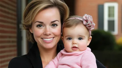 Smiling Mother Holding Her Baby Daughter Outdoors