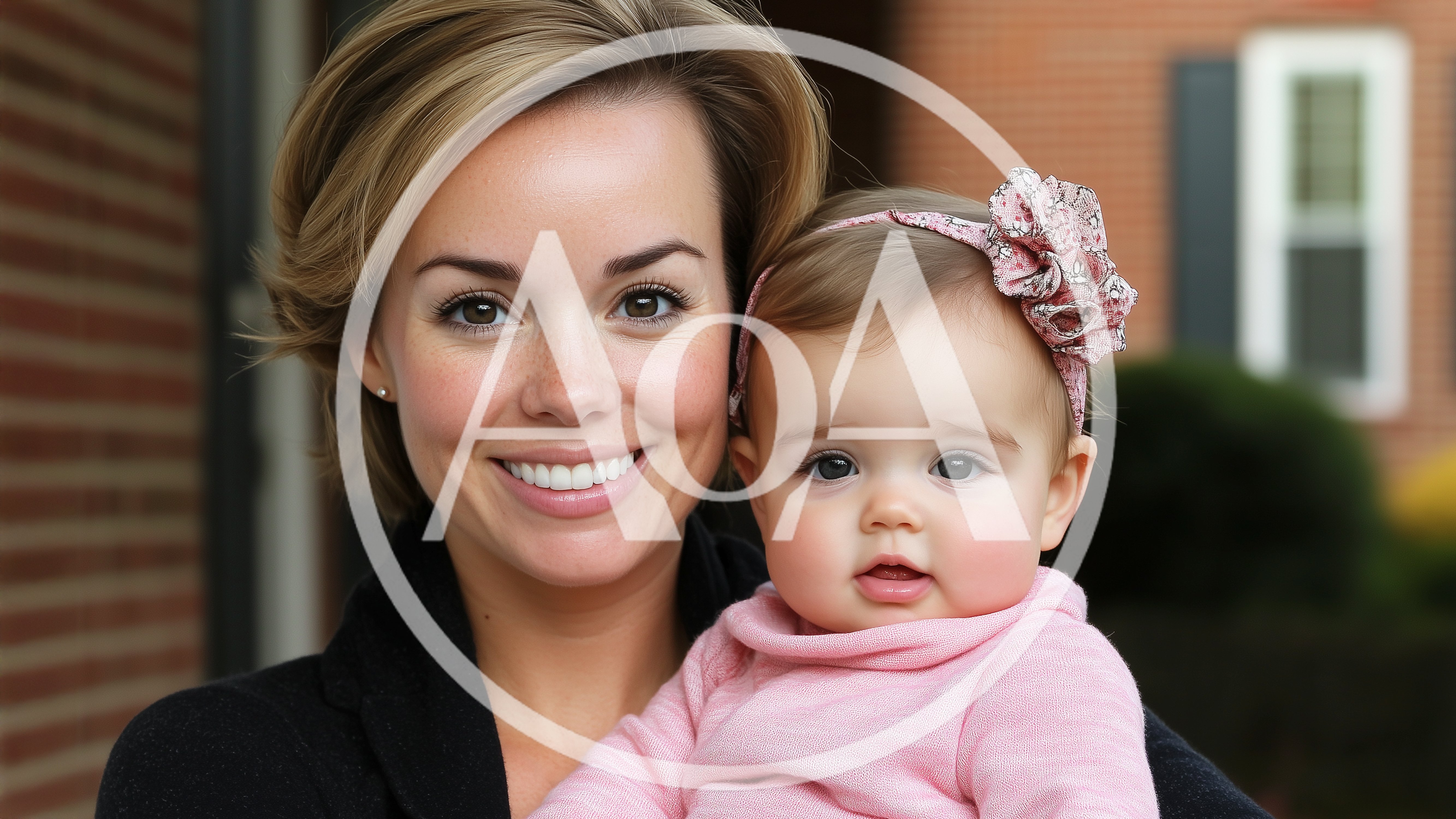 Smiling Mother Holding Her Baby Daughter Outdoors