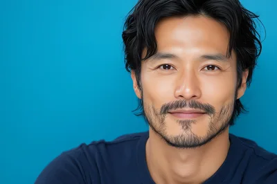 Portrait Of A Handsome Asian Man With Facial Hair