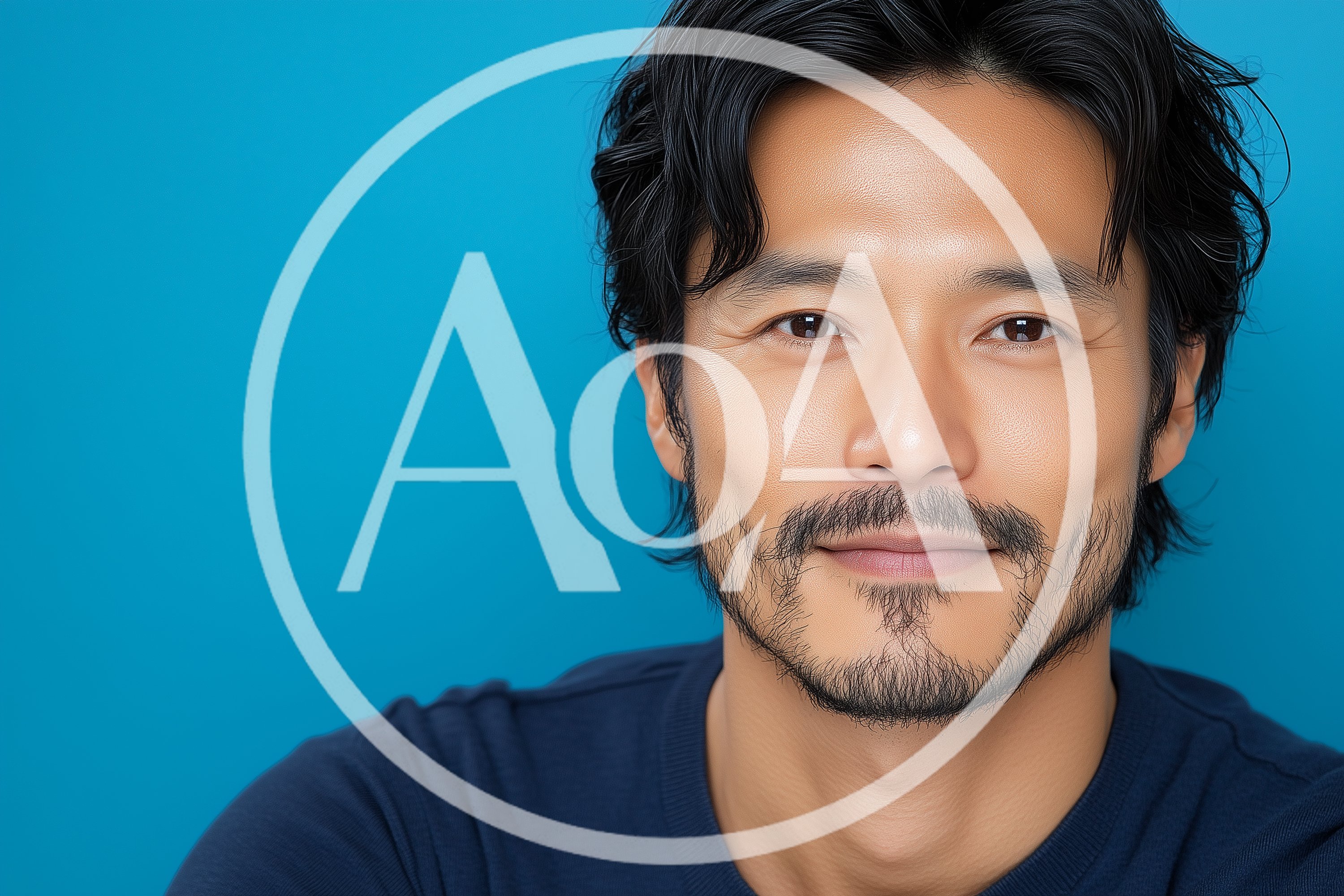 Portrait Of A Handsome Asian Man With Facial Hair