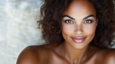 Portrait Of A Beautiful Woman With Curly Hair