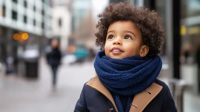 Portrait Of A Young Child With Curly Hair