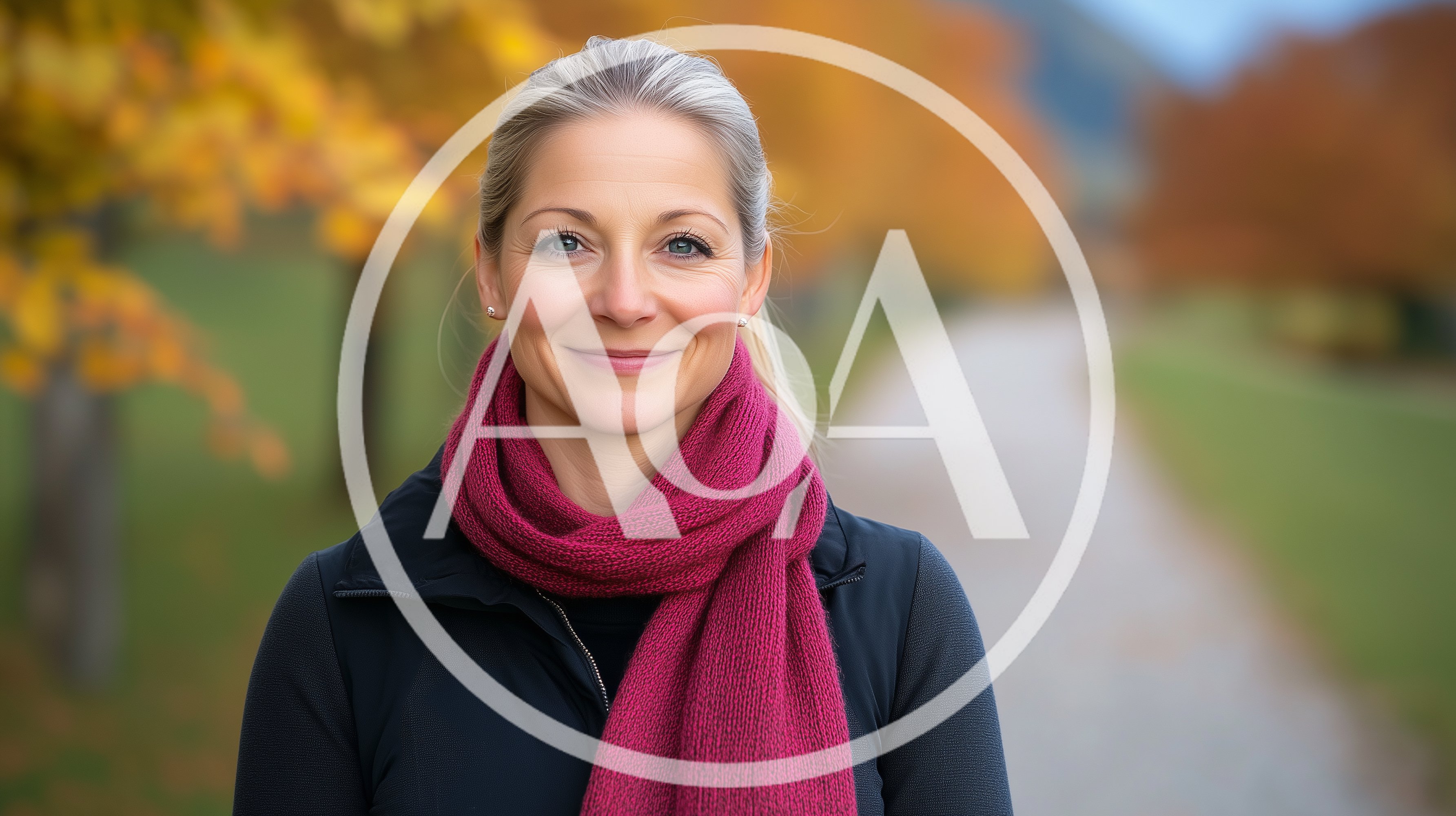 Portrait Of A Smiling Woman In Autumn Park