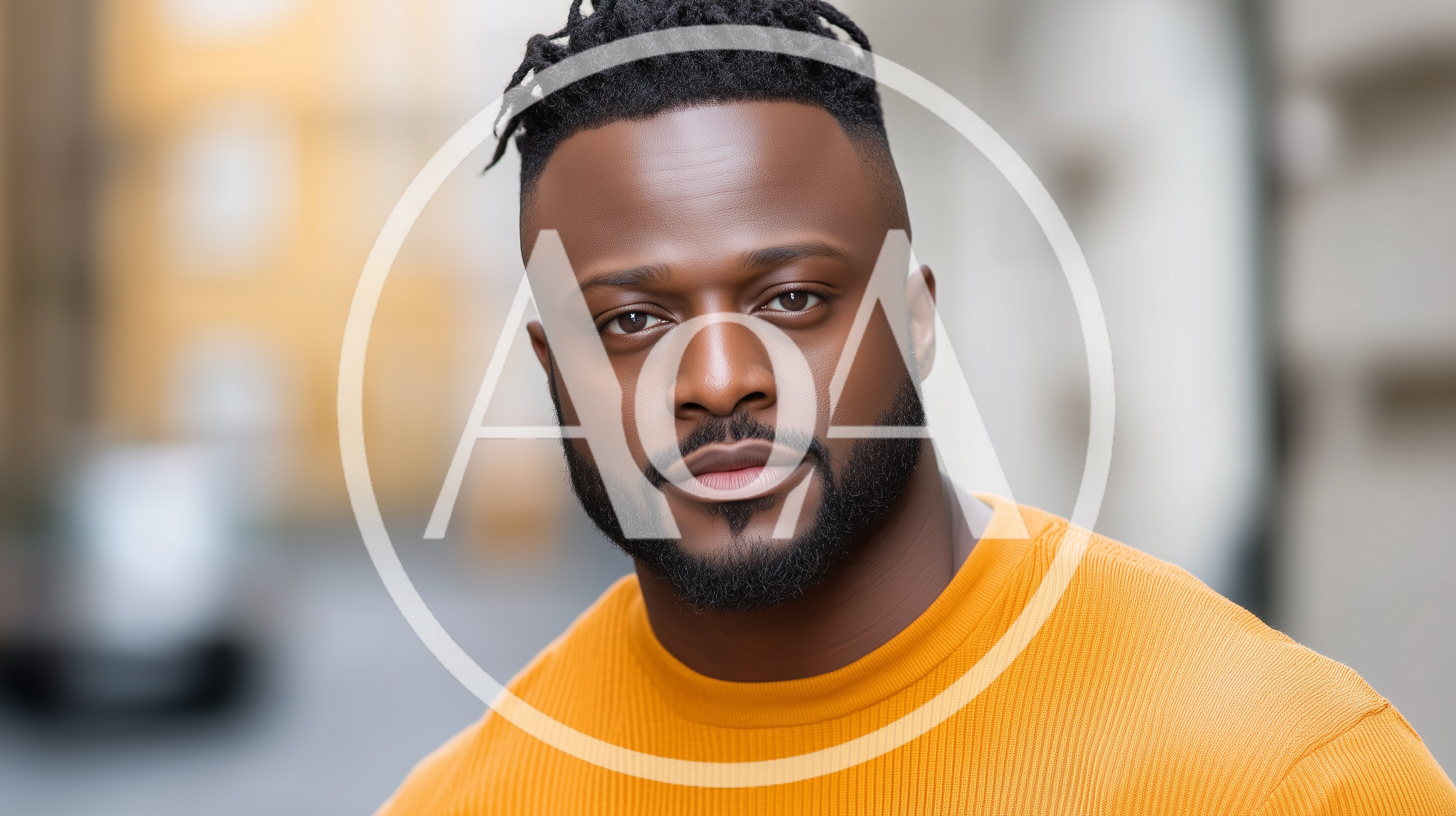 Portrait Of A Confident Black Man In Yellow Sweater