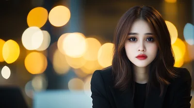 Portrait Of A Young Woman With Bokeh Background
