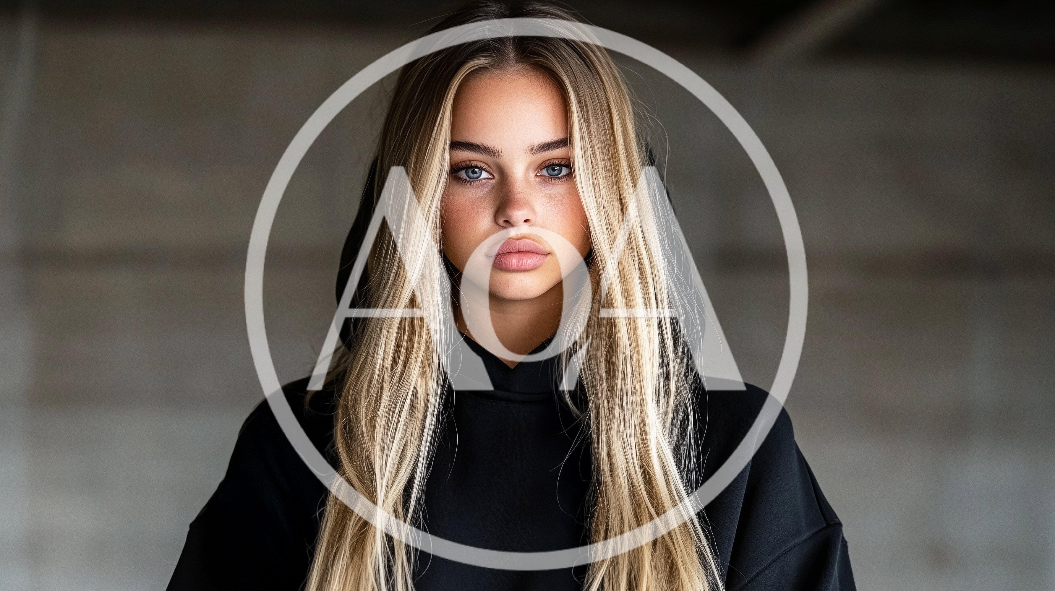 Portrait Of A Young Woman In A Black Hoodie