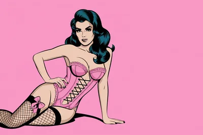 Pop Art Illustration Of A Pinup Girl In Lingerie