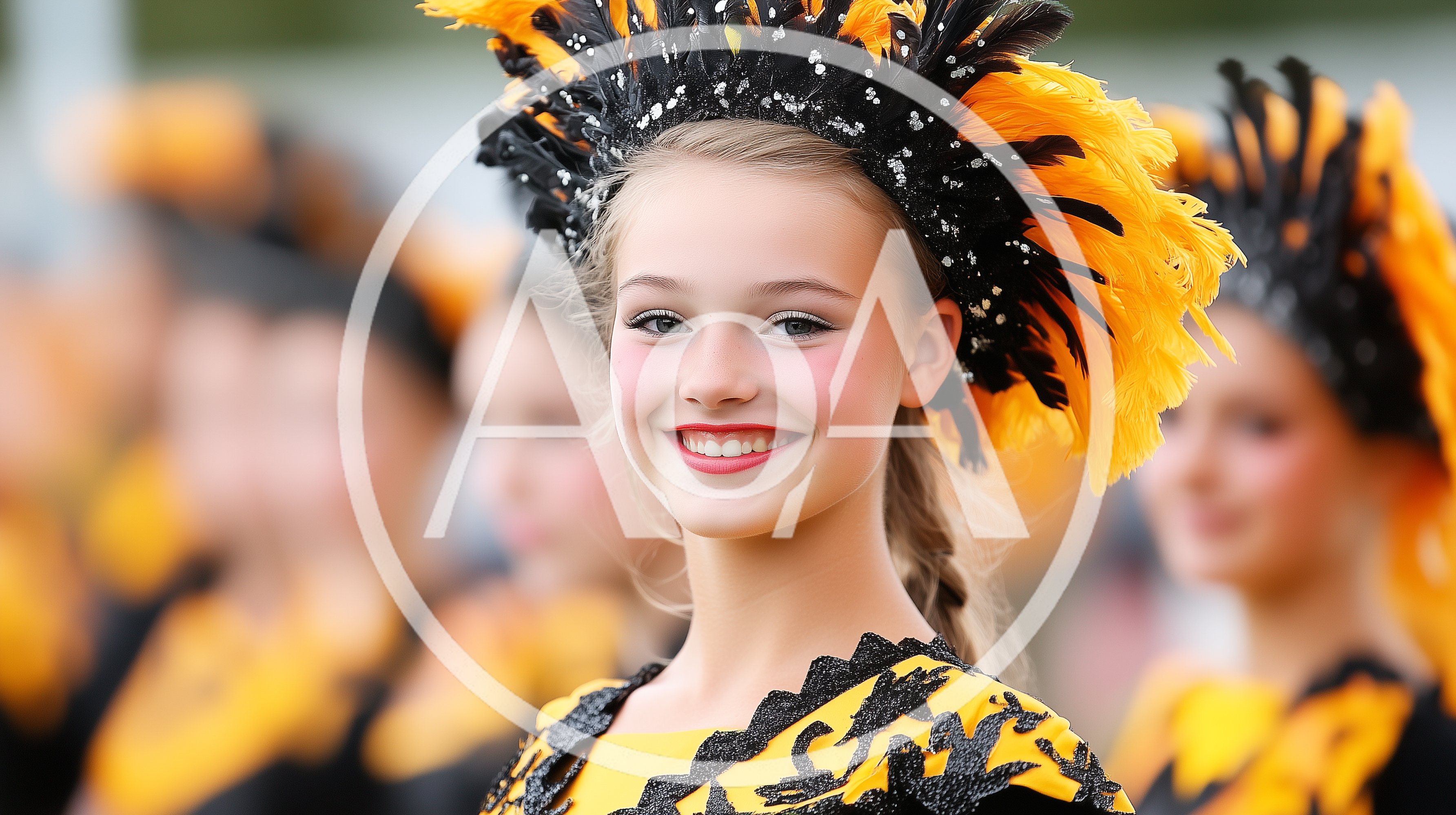 Young Dancer Wearing Elaborate Feathered Headdress