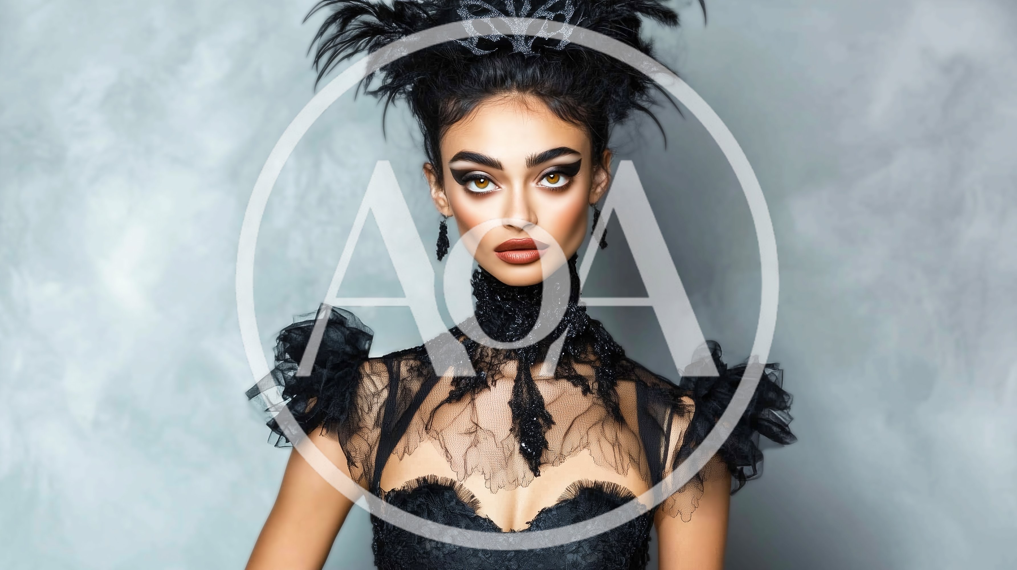 Portrait Of A Woman In Gothic Black Lace Attire