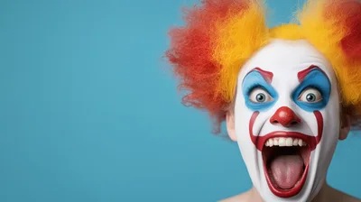 Close Up Portrait Of A Screaming Clown