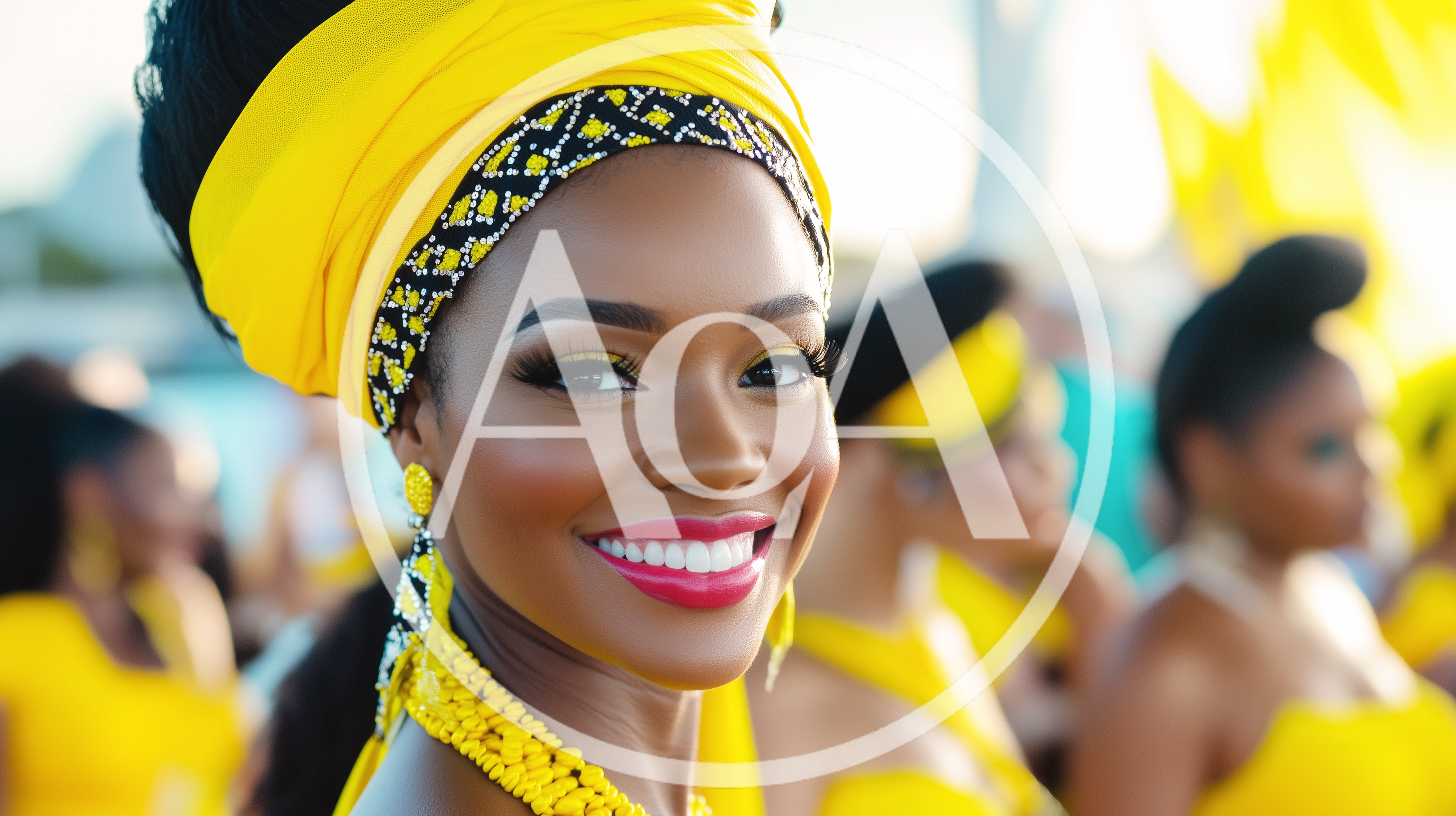 Portrait Of A Beautiful Woman In Traditional Yellow Attire
