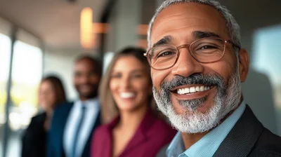 Professional Business Team Smiling In Modern Office