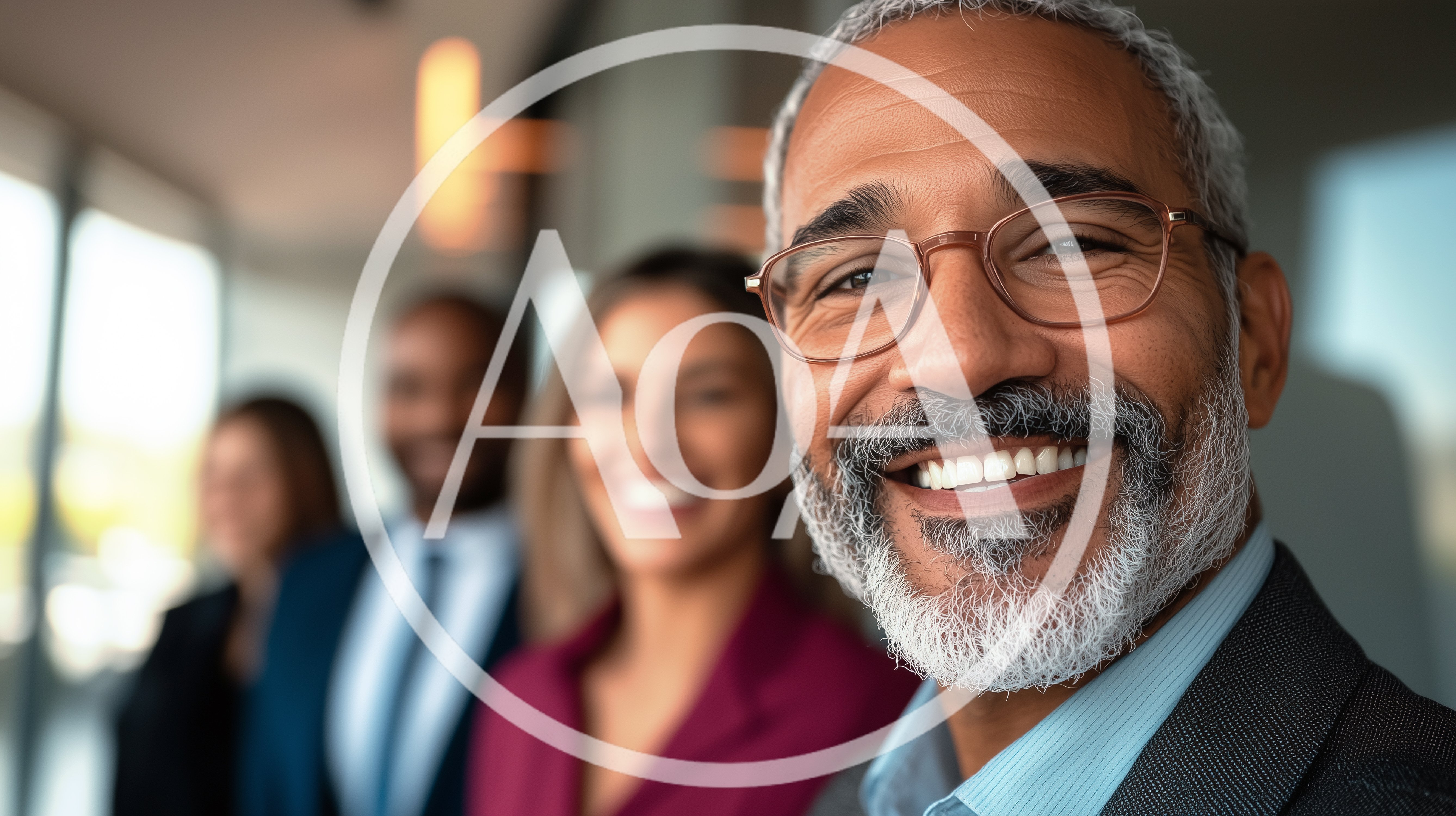 Professional Business Team Smiling In Modern Office