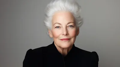 Portrait Of An Elegant Senior Woman With Silver Hair