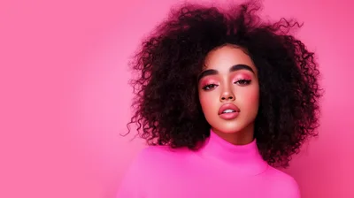 Portrait Of A Young Woman With Curly Hair