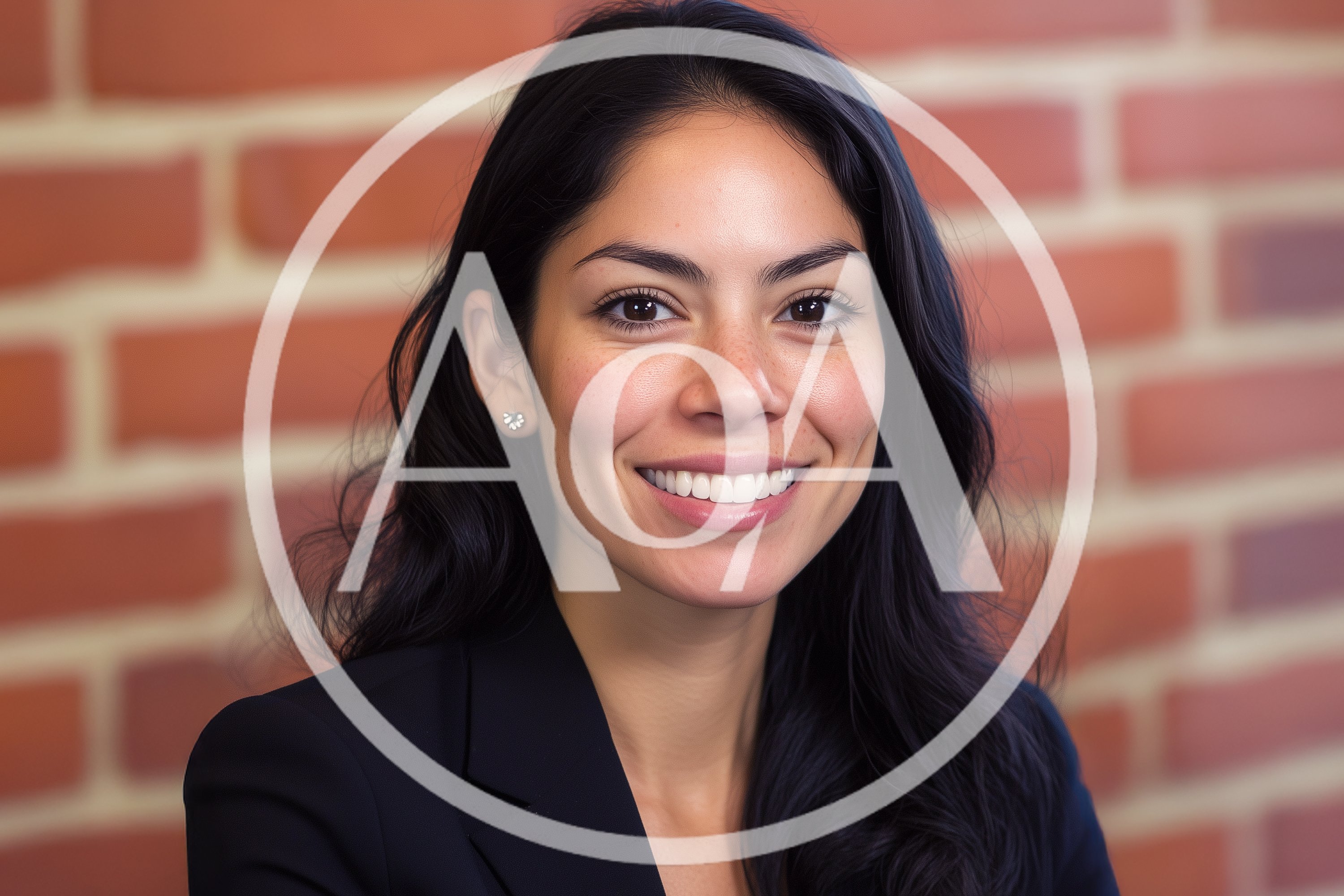 Professional Woman Smiling In Front Of Brick Wall