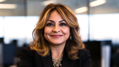 Professional Businesswoman Smiling In A Modern Office Setting